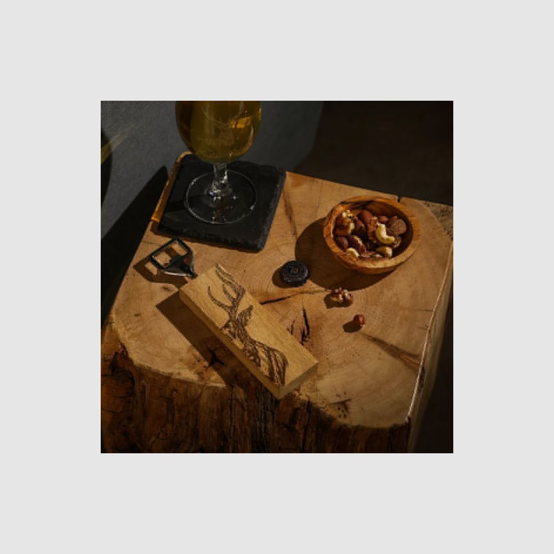 Oak Wood Bottle Opener with Deer Motif, image 3 of 4
