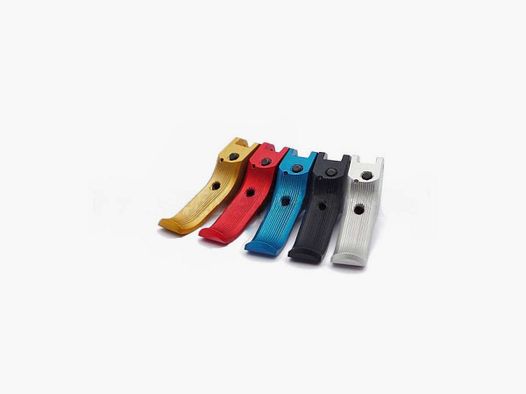 Eemann Tech SA Trigger for CZ 75, Extra Front-Shifted - Extra Long Fingers, Color: Red, Type: Serrated