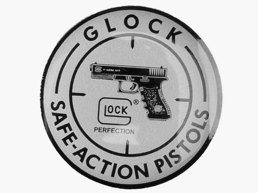 Pin Glock "SAFE ACTION PISTOLS" - Argent/Noir - env. 17 mm