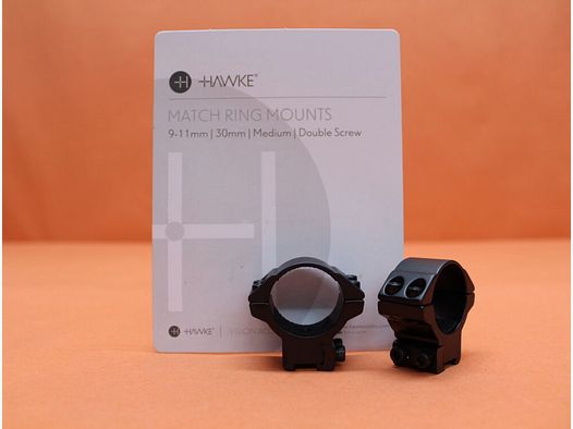 HAWKE HAWKE Anillas de montaje Match 30mm medianas (22107) BH=11mm Alu negro mate para riel prismático de 9-11mm
