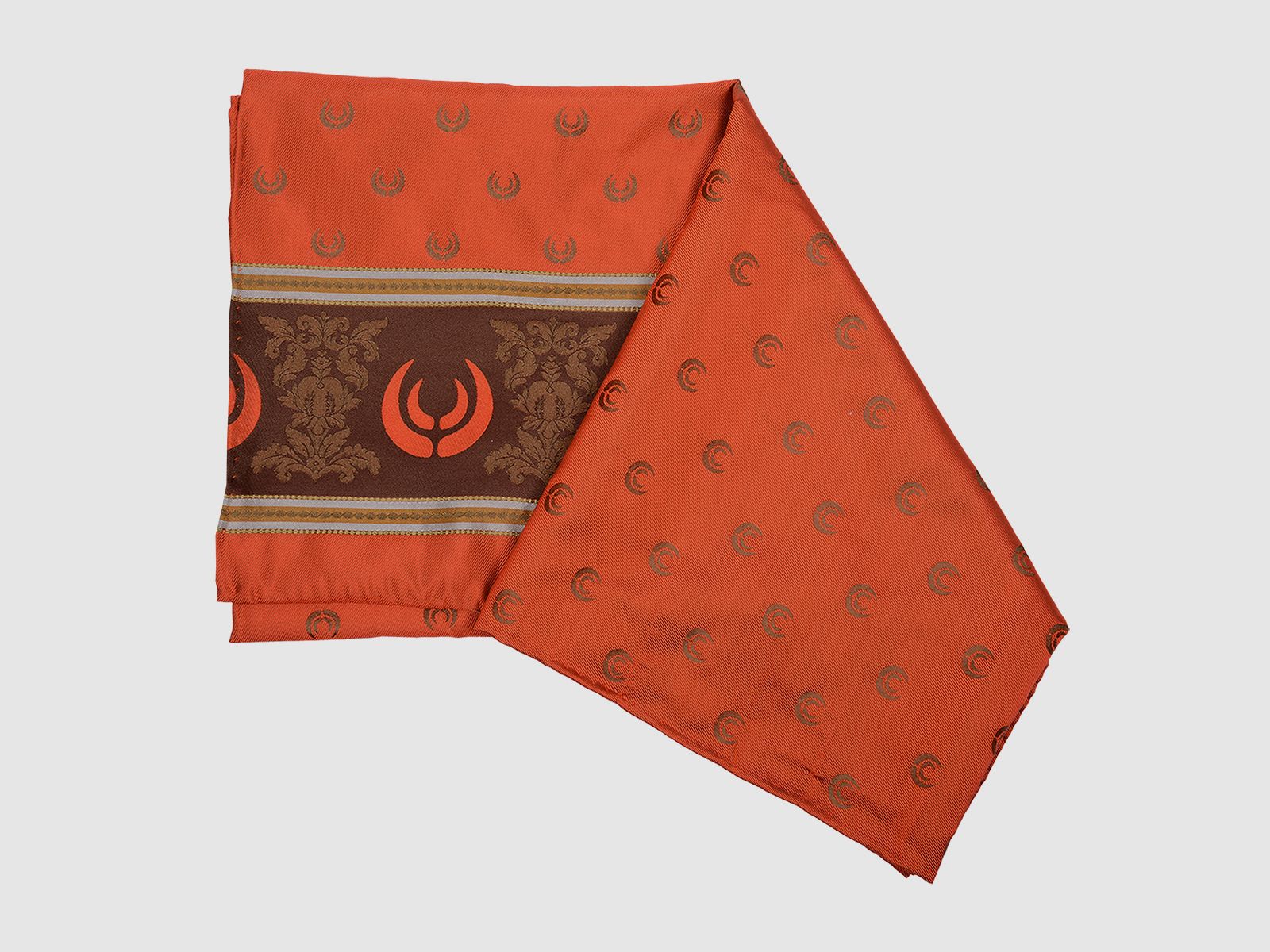 KEYLER Seidenschal Gewaff Orange/Braun/Beige