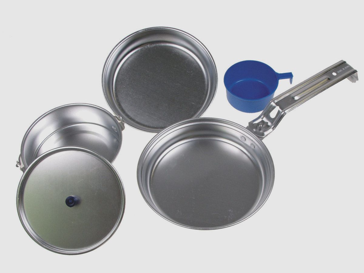 Kochgeschirr, "Deluxe", Alu, Pfanne, Topf, Tasse, Schüssel