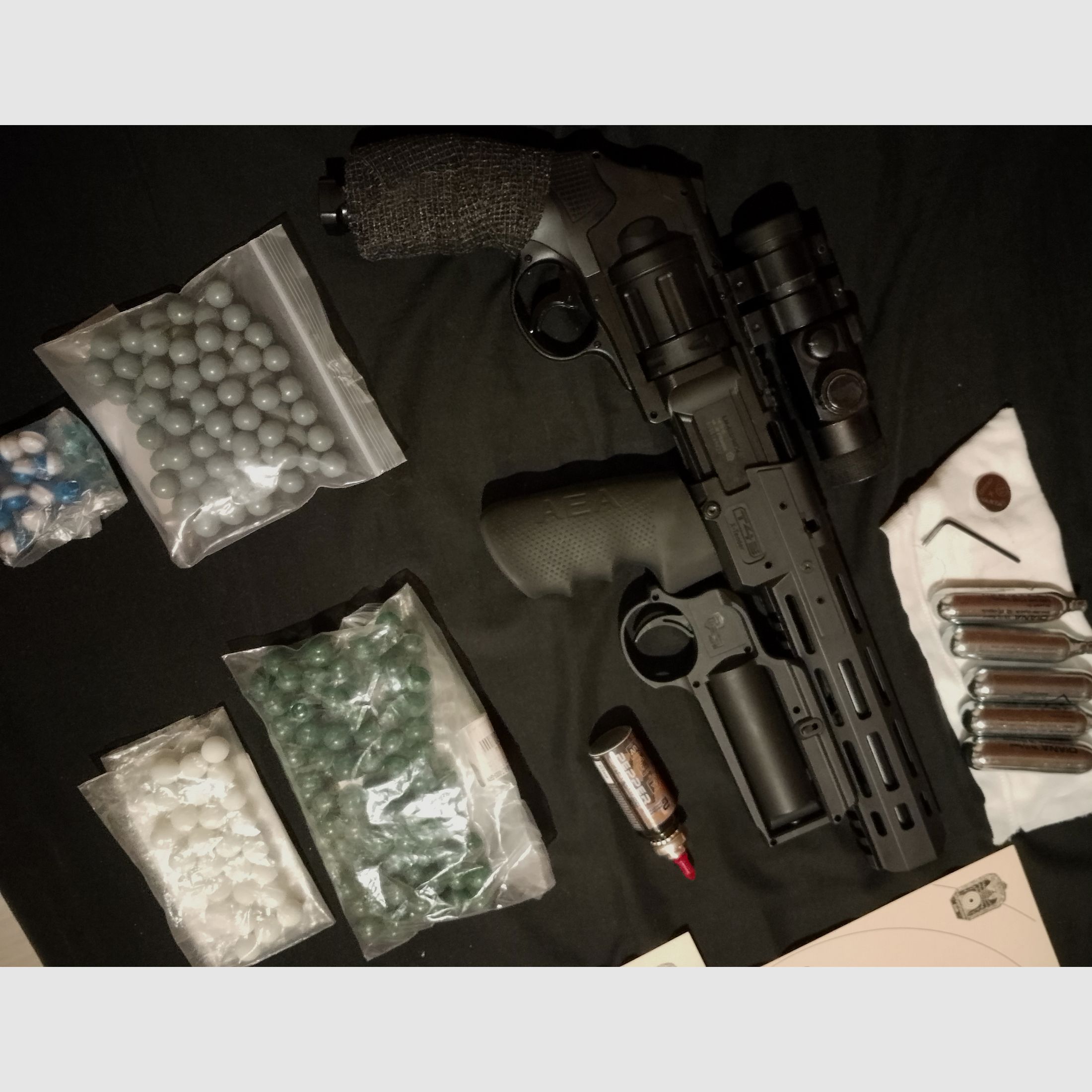 Long T4e HDR50 Tactical Rifle Kit punto rojo balas de goma RAM Paintball marcador Cal .50 set cápsulas CO2 revolver lanzador de pimienta lanzador de pimienta cañón largo Red DOT