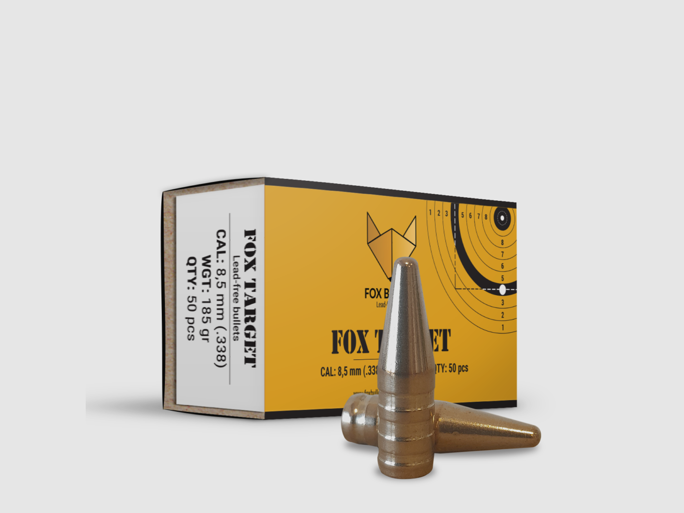 Fox Bullets Target .338 12,0 g / 185 gr bleifreie Geschosse – 50 Stück