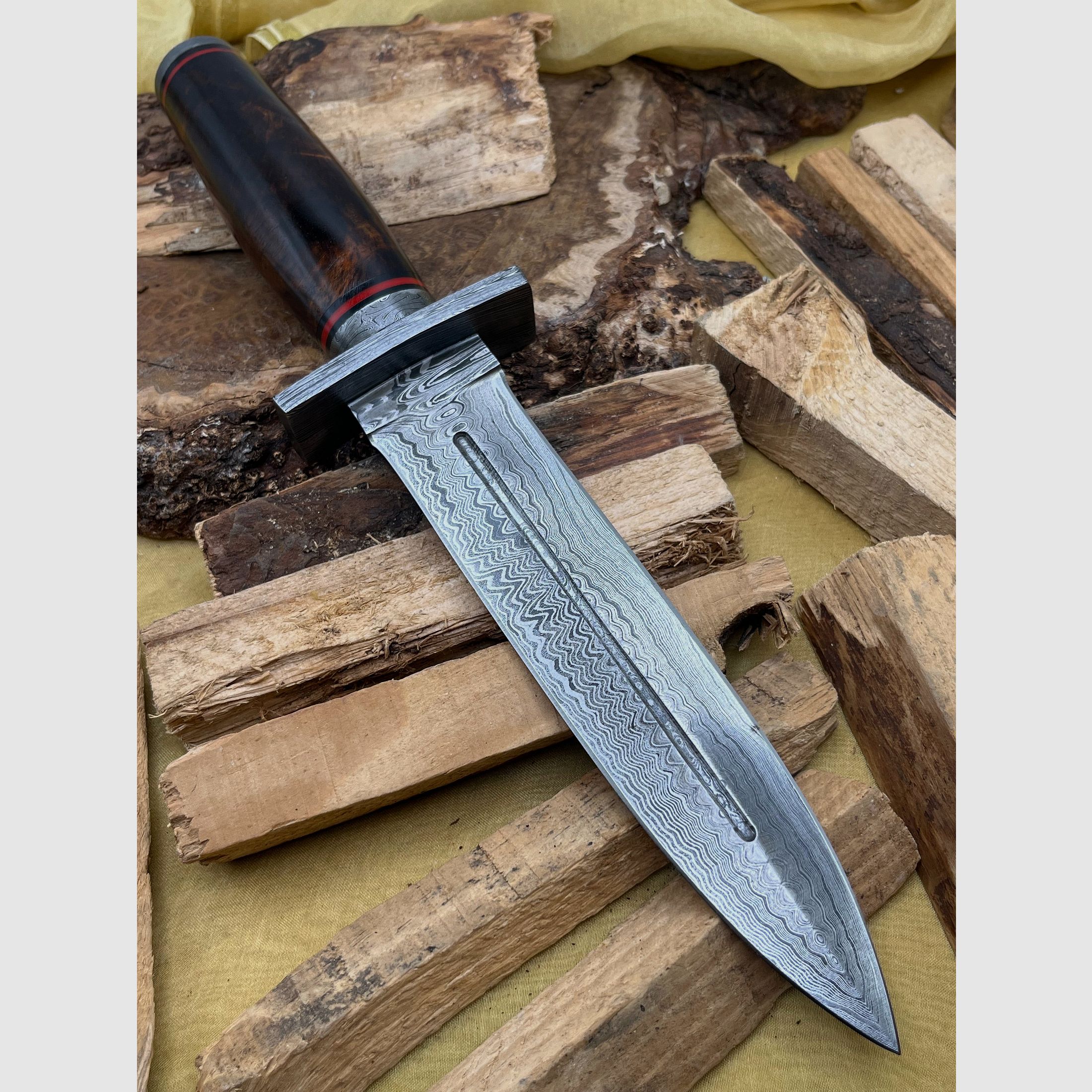 Jagdmesser Damaststahl Handgeschmiedet 