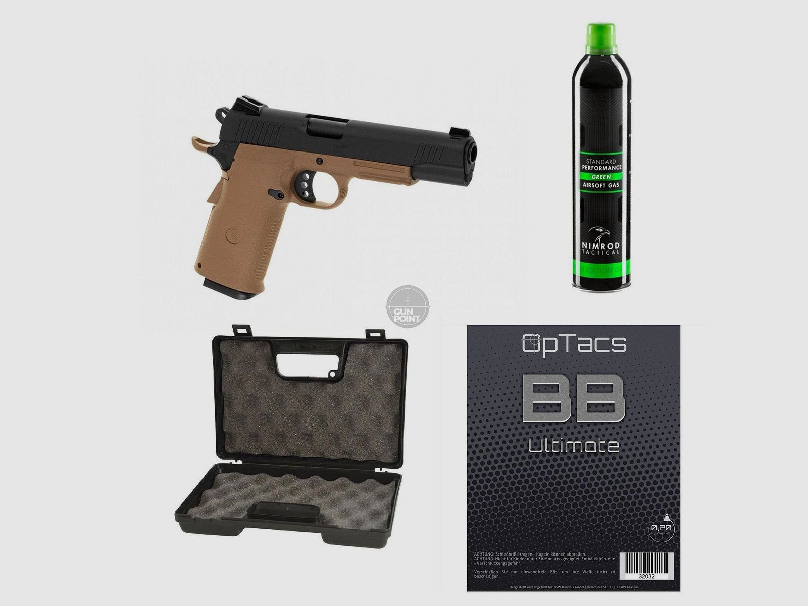 SET !!! Softair - Pistole - KJW - KP-11 Full Metal GBB TAN - ab 18, ber 0,5 Joule