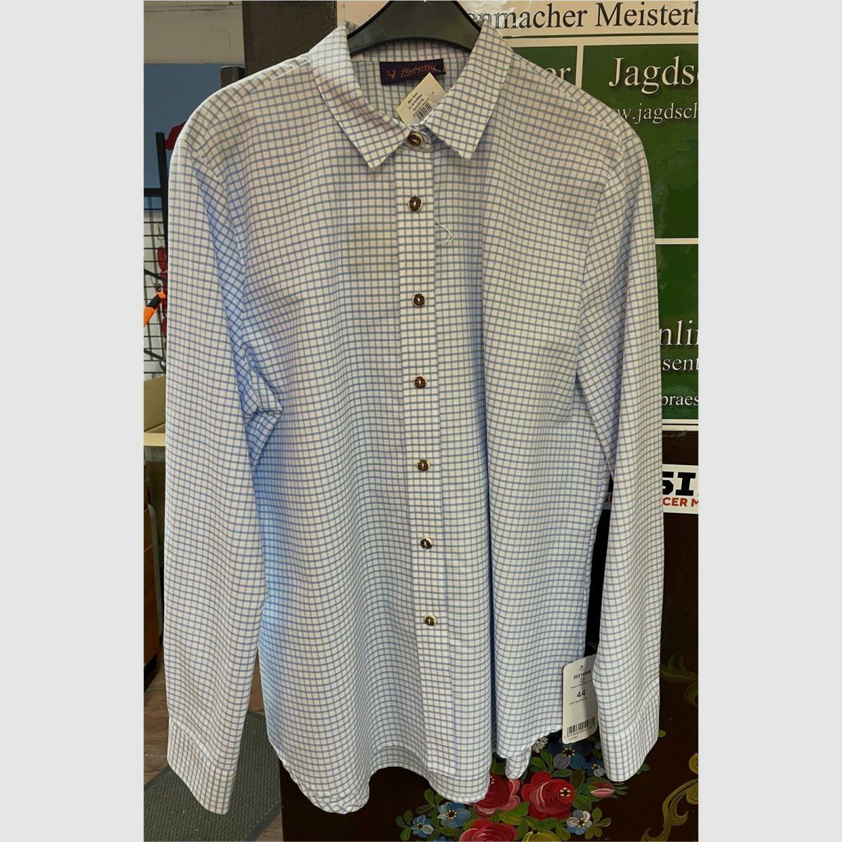 Hubertus Bluse Karo 42 hellblau