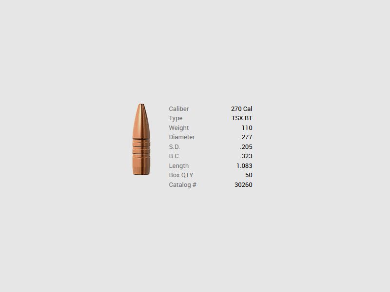 Barnes Geschoss .270/.277 110GR TSX BT 50 Stück