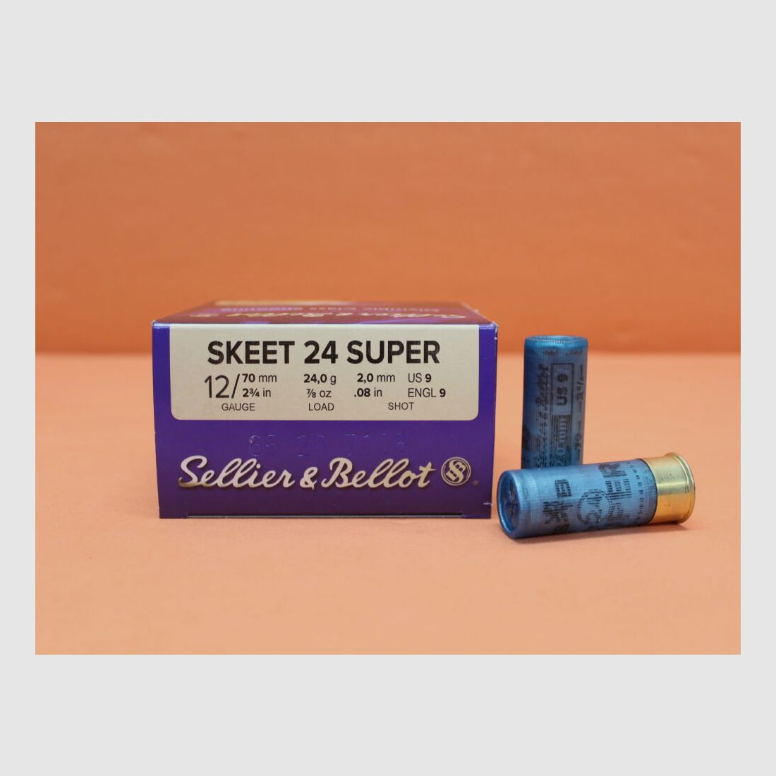Sellier & Bellot Cartouche 12/70 S&B/ Sellier & Bellot 24g 2,0mm/ No.9 VE 25 Cartouches (Super Skeet 24)