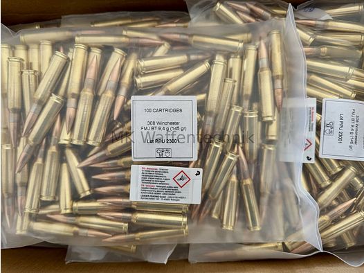 PPU patron ammunition .308 Win 145grs 100 pcs.