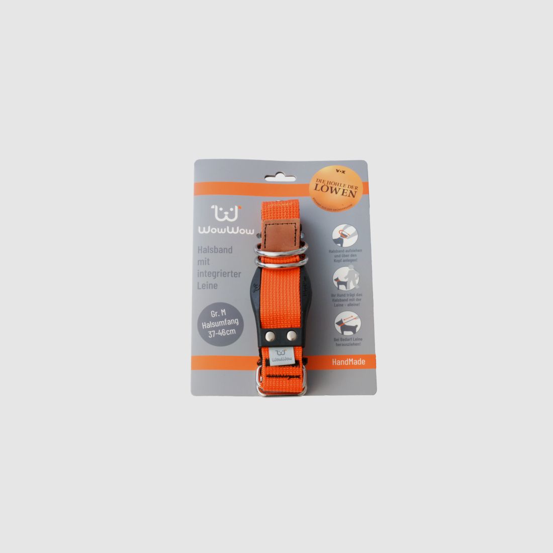 WowWow Hundehalsband mit integrierter Leine Orange