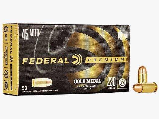 Federal Premium Gold Medal .45 ACP 230GR FMJ 50 cartouches