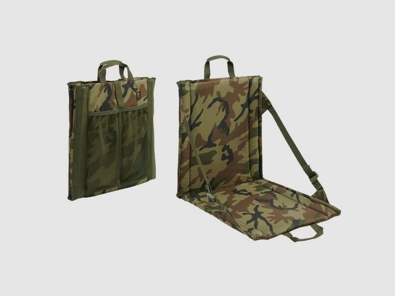Faltsitz mit Tragegriff + Netztasche für 2 Getränkeflaschen - US Woodland