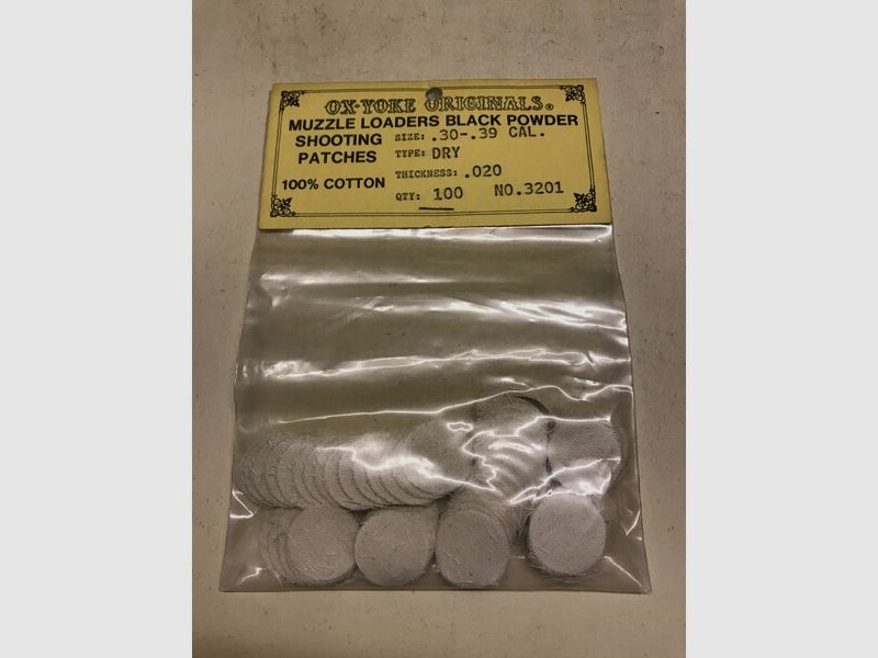 Schusspflaster Vorderlader Kal. .30-.39 Ø 22mm Stärke 0,50mm 0,020inch OxYoke