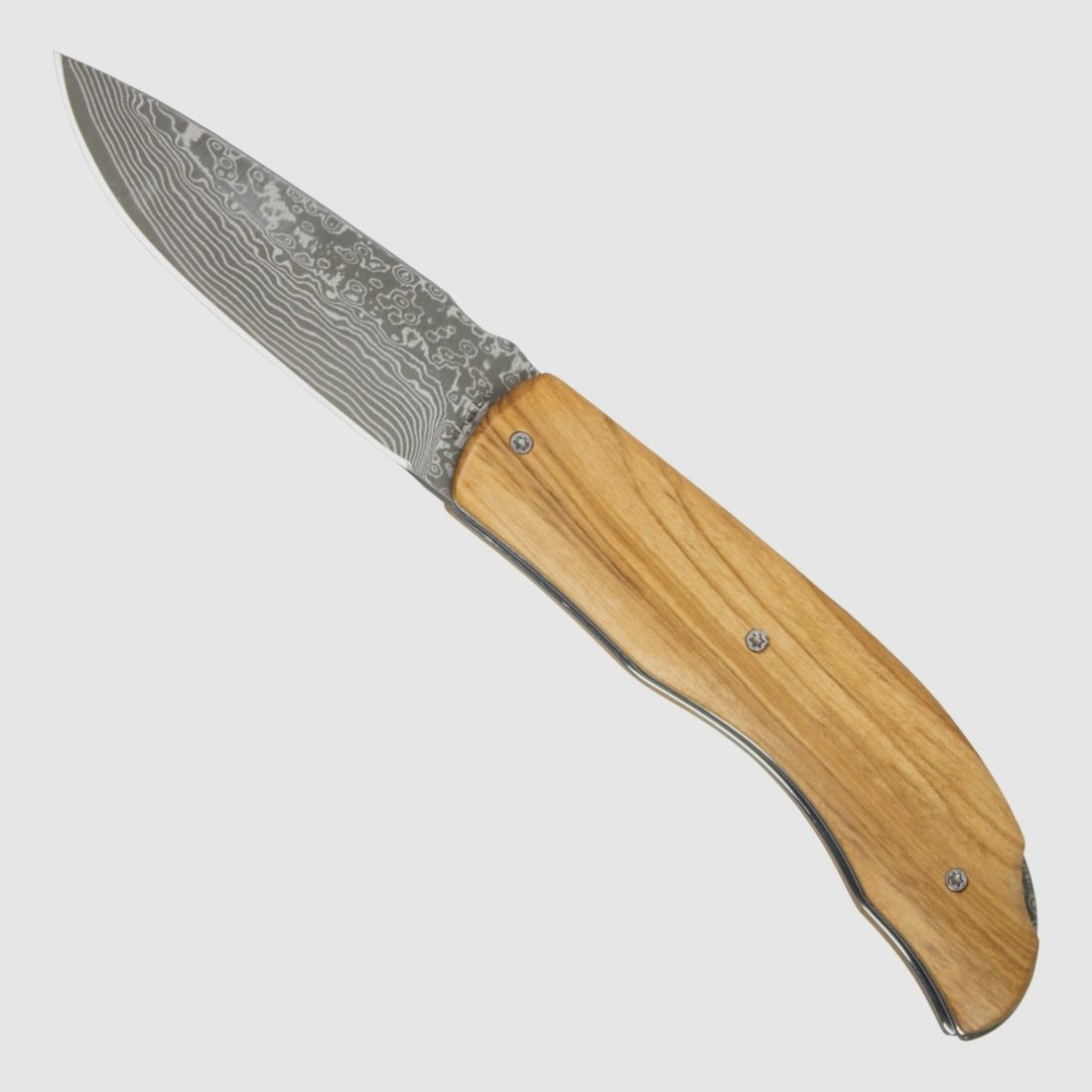 Taschenmesser Damast-Messer Olivenholzgriff 42a konform legal fhren