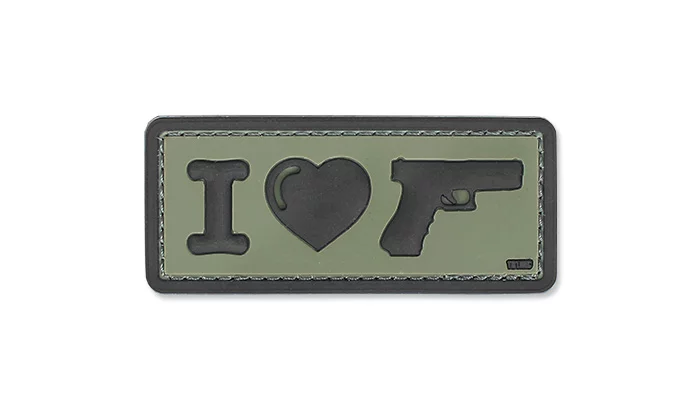 3D Patch – I Love My Sidearm – OD Green – 101 Inc., image 1 of 2