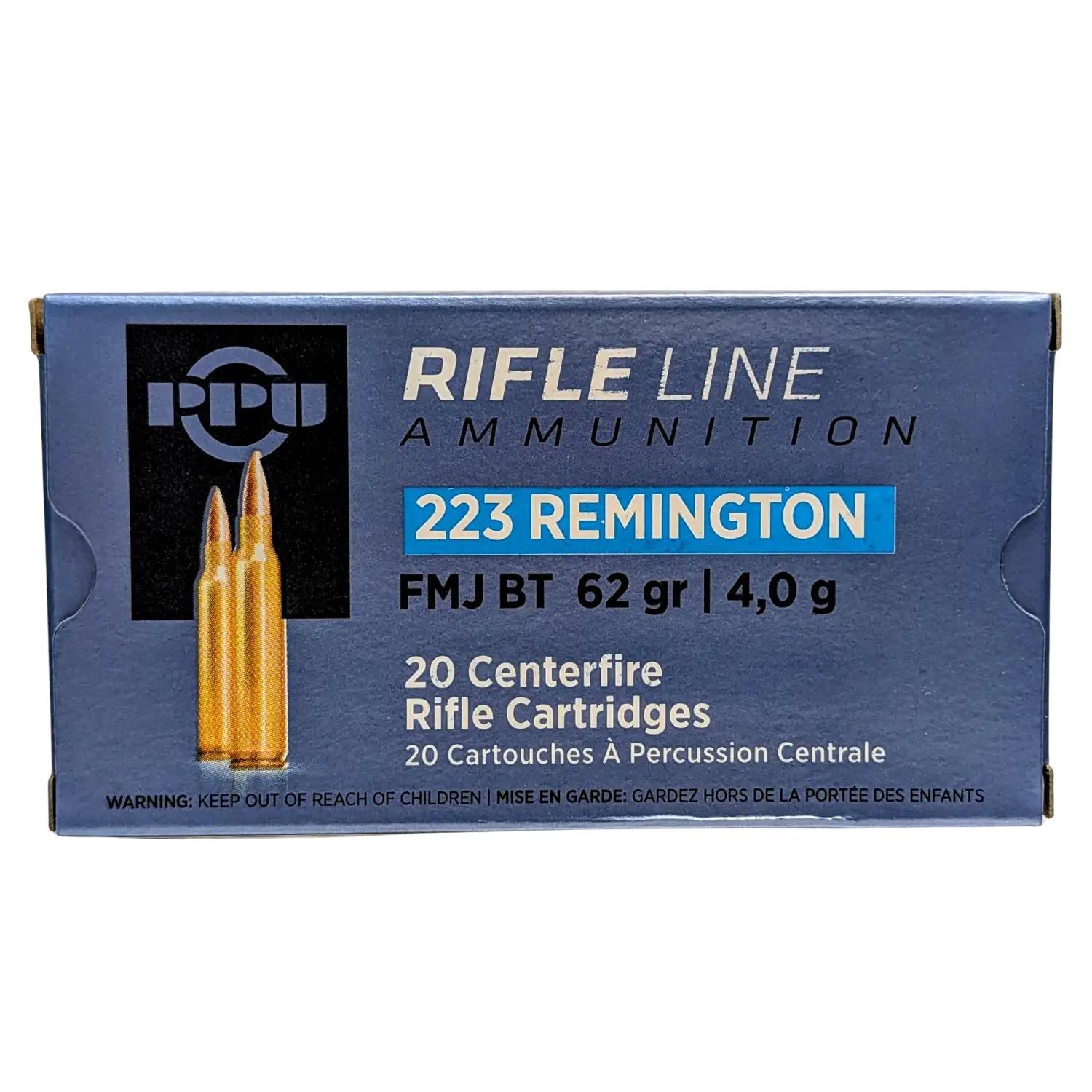PPU Kaliber .223Rem FMJ BT 62gr 20 Schuss