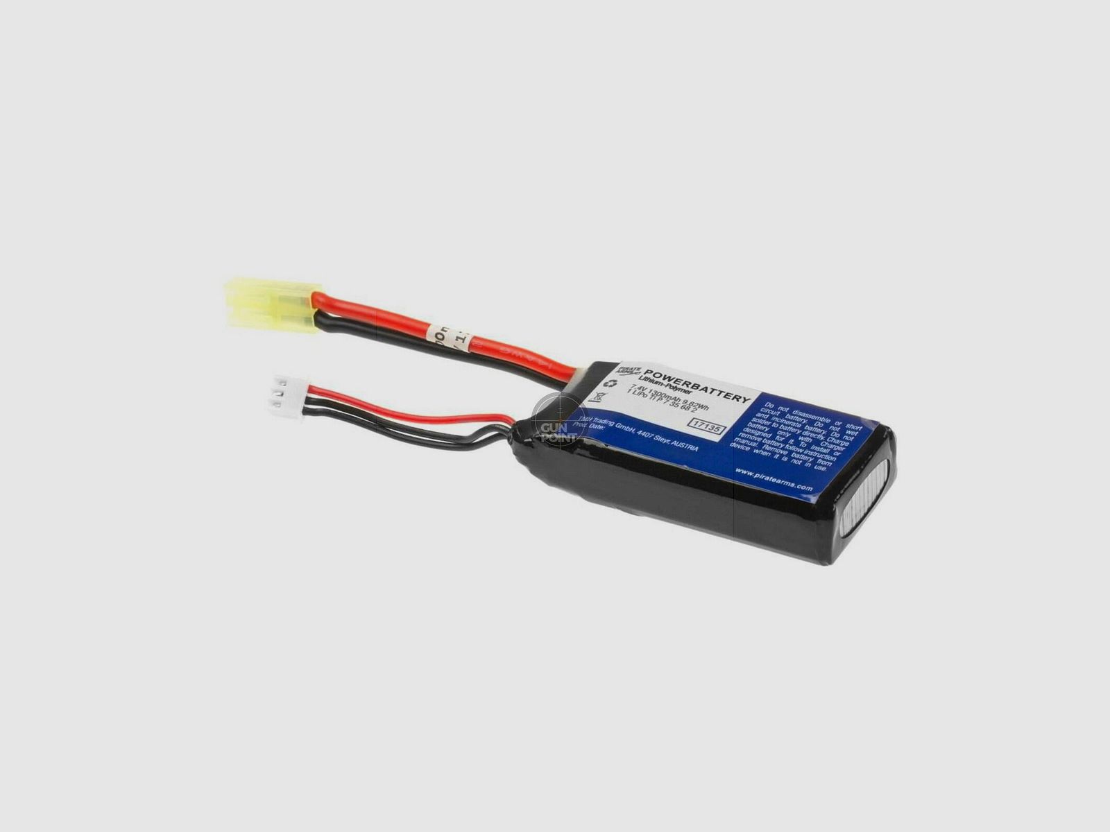 Pirate Arms LiPo 7.4V 1300mAh 25C PEQ Type-Schwarz