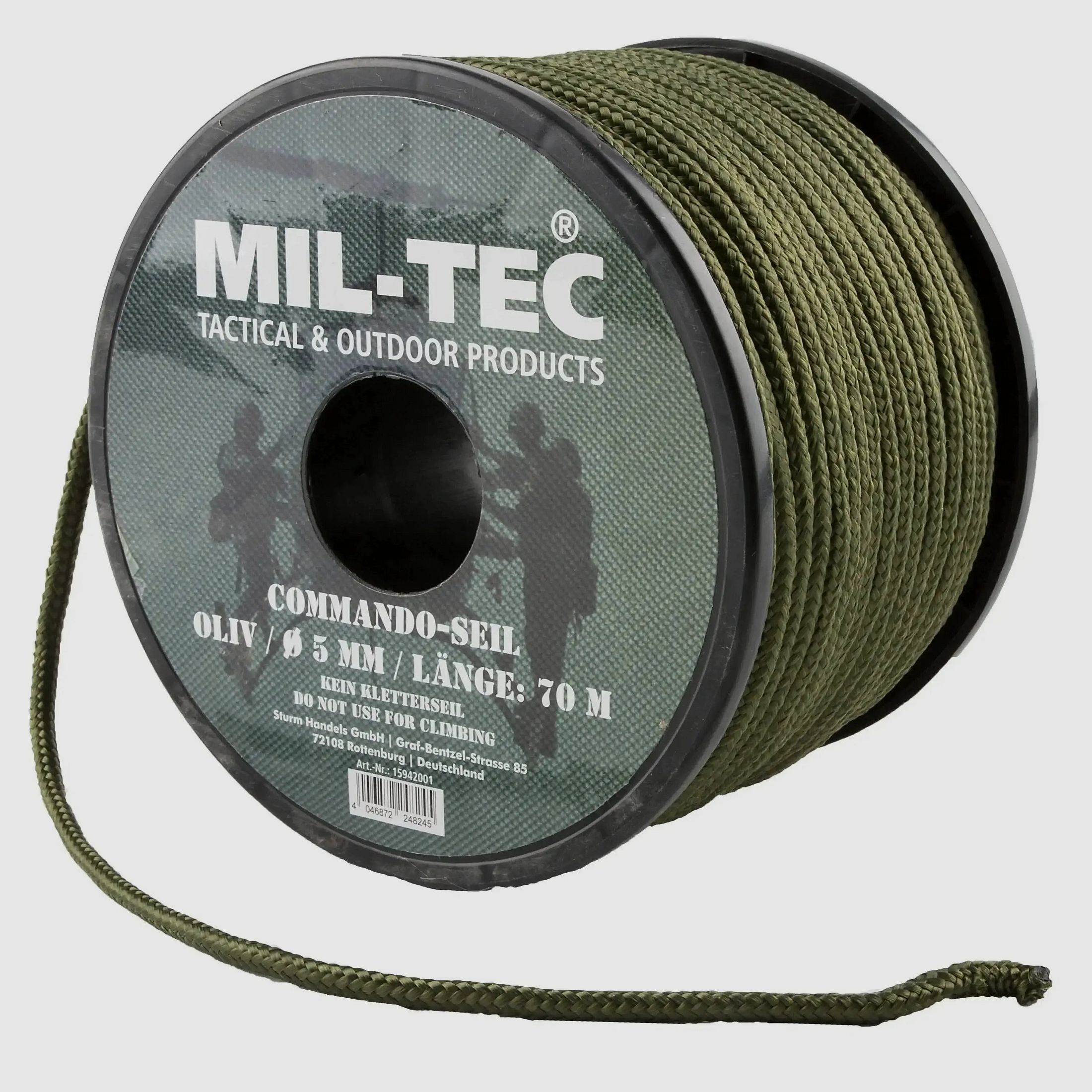 Mil-Tec Cuerda de Comando 5 mm, 70 m - Negra