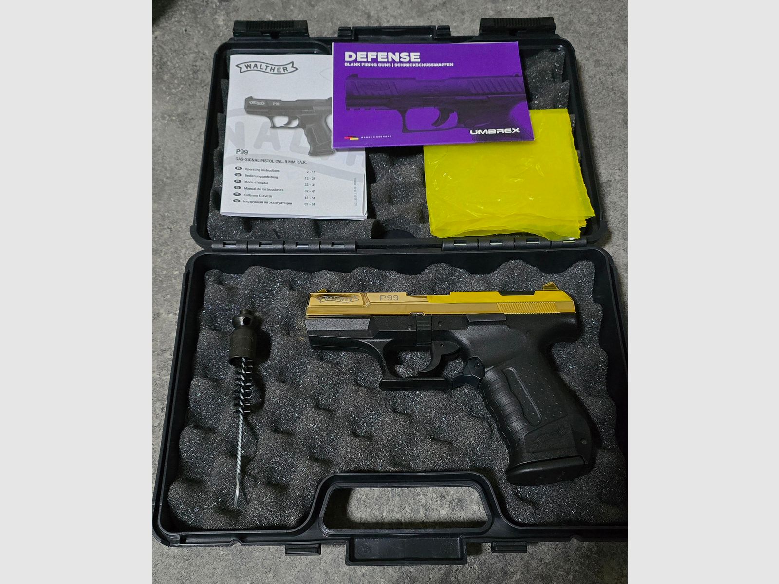 Walther P99 Gold Schreckschuss 9mm PAK placcato in oro 24 carati