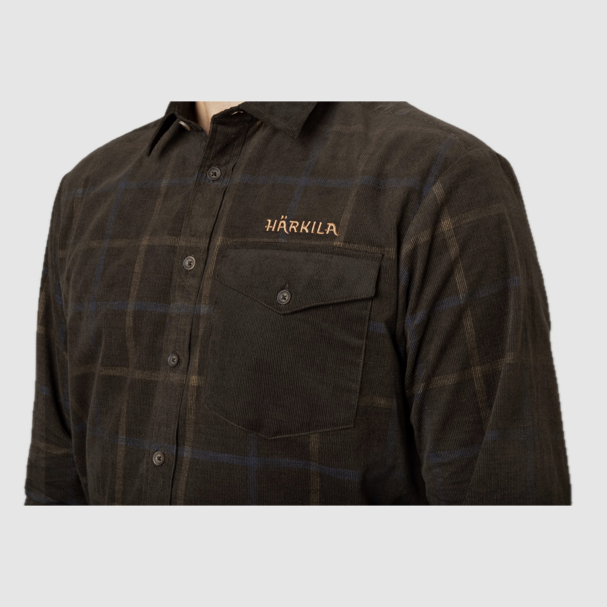 HÄRKILA Kaldfjord Corduroy Check Shirt Shadow Brown