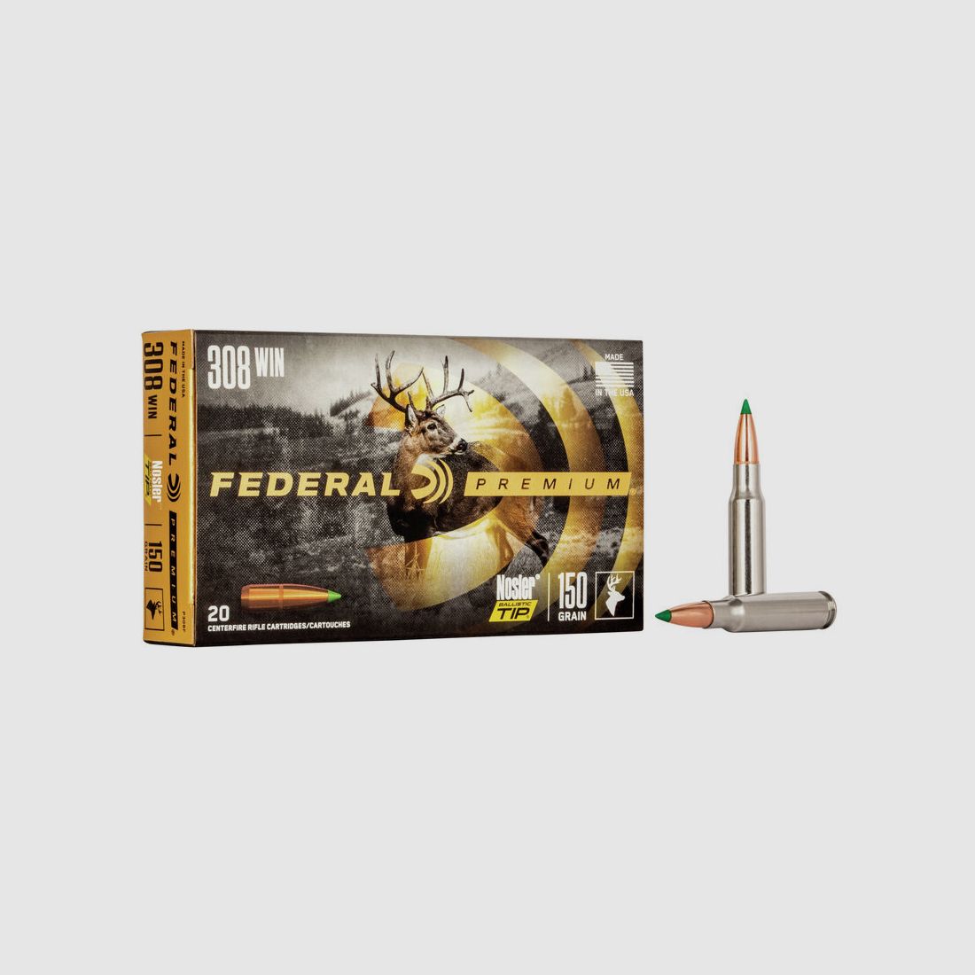 Federal Premium Nosler Ballistic Tip Hunting .308 Win. 150GR 20 Patronen