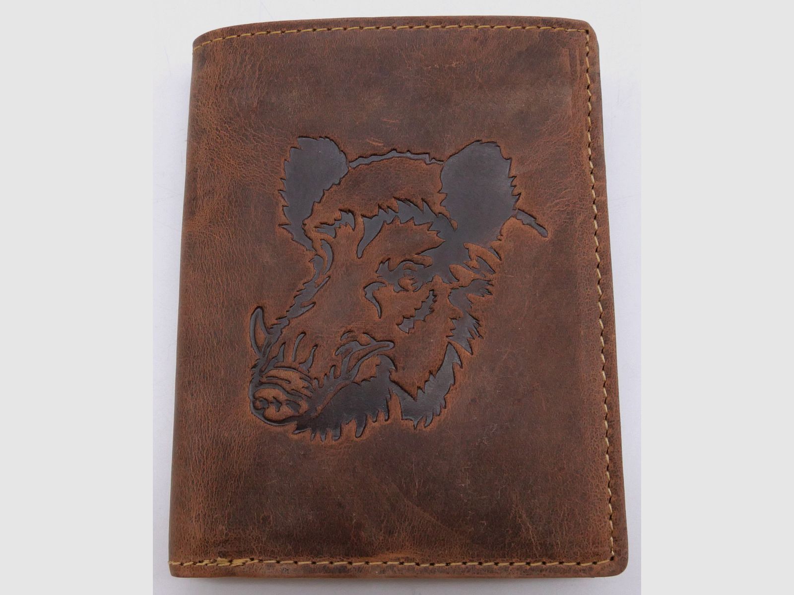 Portafoglio in pelle Greenburry marrone Vintage Animal Collection testa di cinghiale 1701-Wild Boar-25