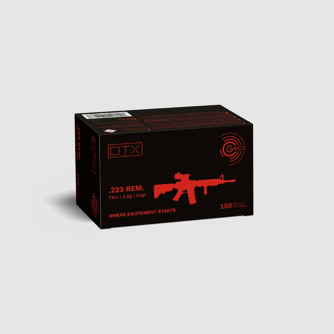 Geco DTX .223 Rem. 55GR FMJ 150 Patronen