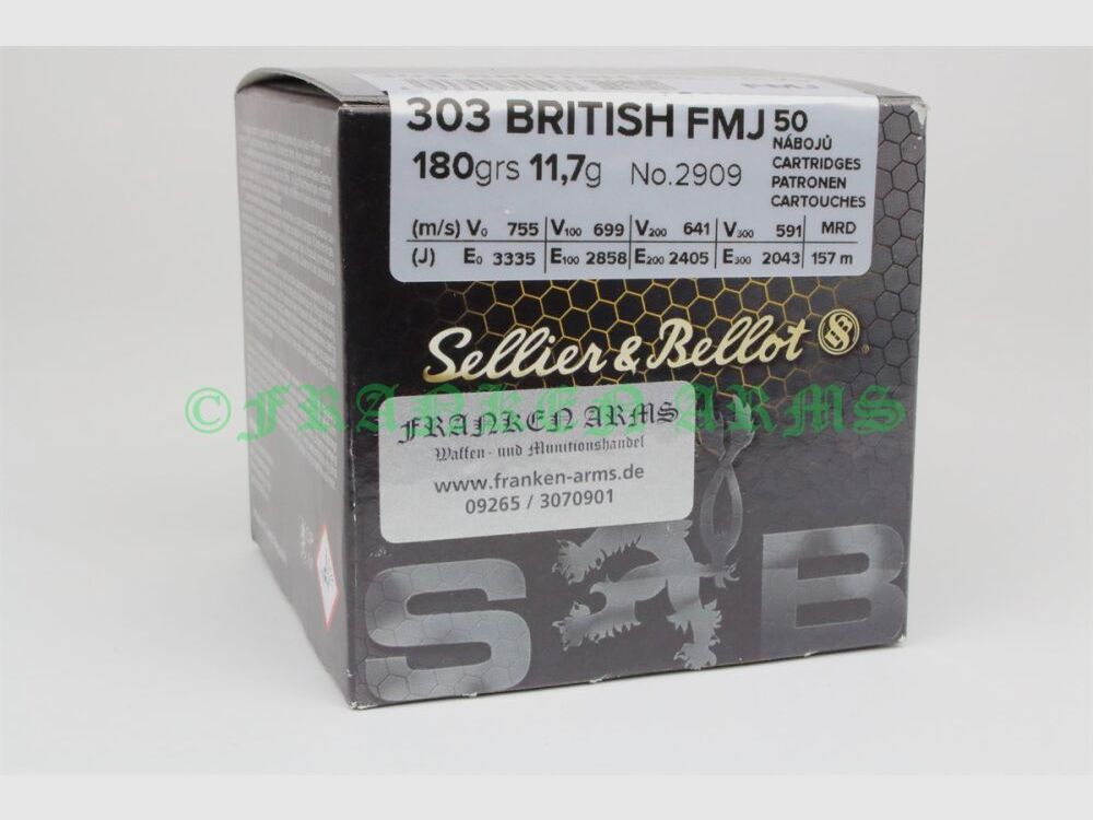 Sellier&Bellot .303 British FMJ 180gr. 11,7g 50 Stück Staffelpreise