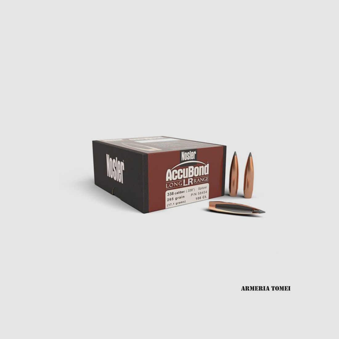 GESCHOSSE – NOSLER – ACCUBOND LONG RANGE 338 Kal. (.338″) ABLR 265Gr. Spitzer (17,1 Gramm) (100 Stk)