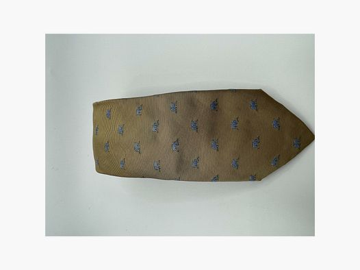 Robert Keyte Krawatte 100% Seide beige Motiv blaues Wildschwein