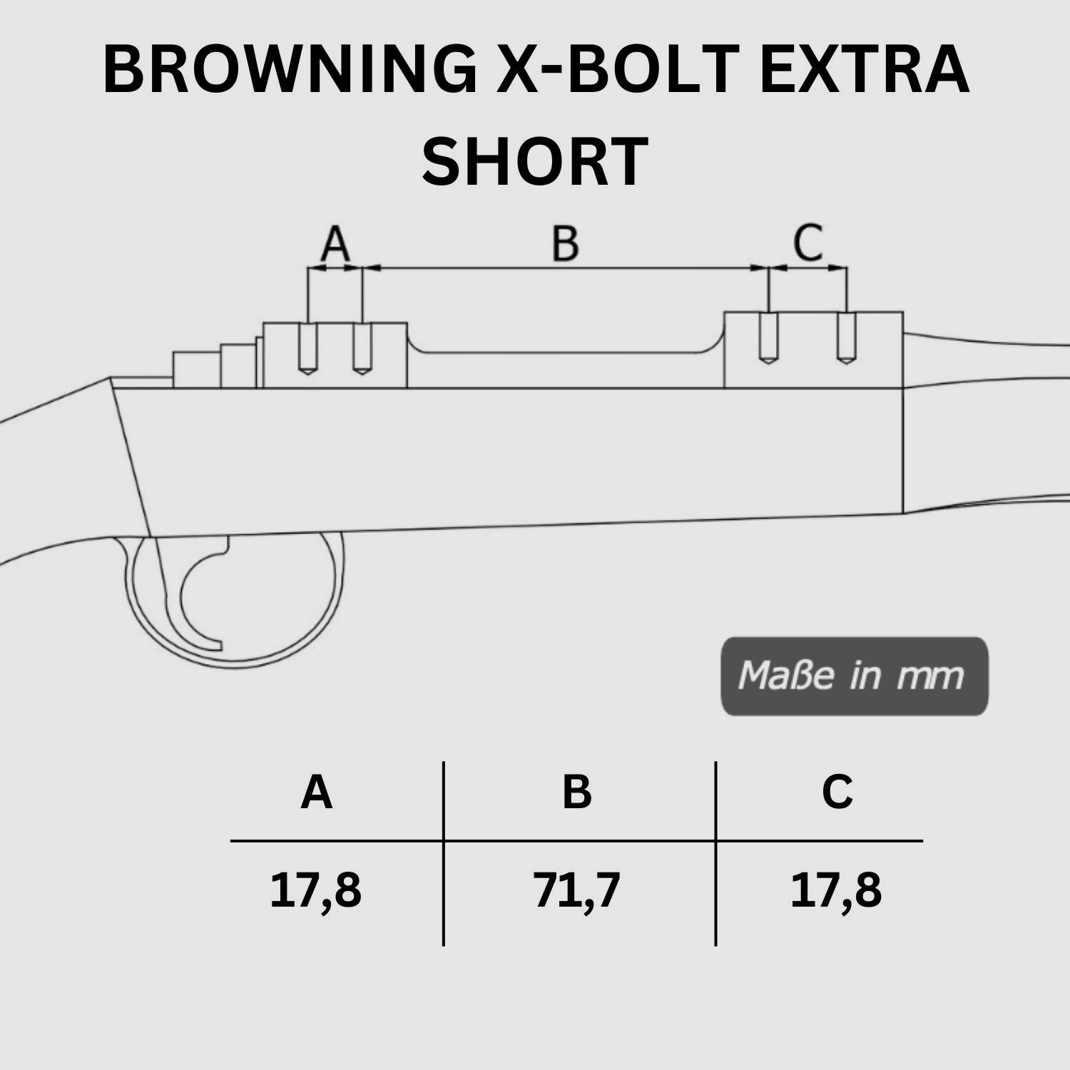 Rifle Doc Picatinny Weaver RAIL de acero para BROWNING X-BOLT EXTRA CORTO