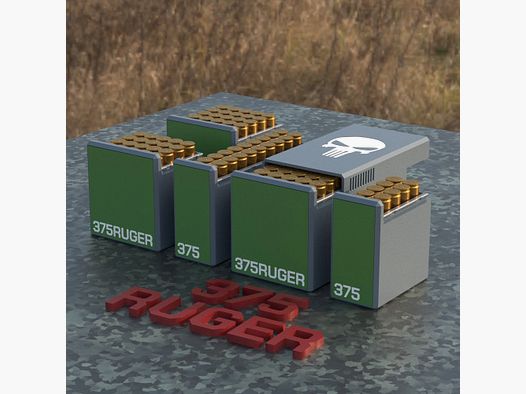 Filamelt Munitionsbox / Ammo Box .375 Ruger – Patronenbox ‘Schiebedeckel’ – 10 / 20 / 25 / 50 Runden