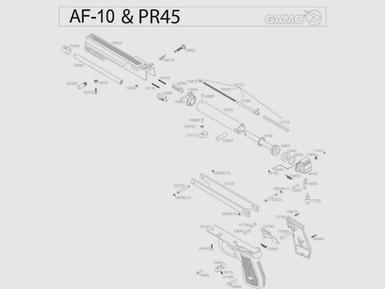 Piezas de repuesto Pistol Gamo AF-10 & PR-45 – Tornillo de Alza PR45 Compact