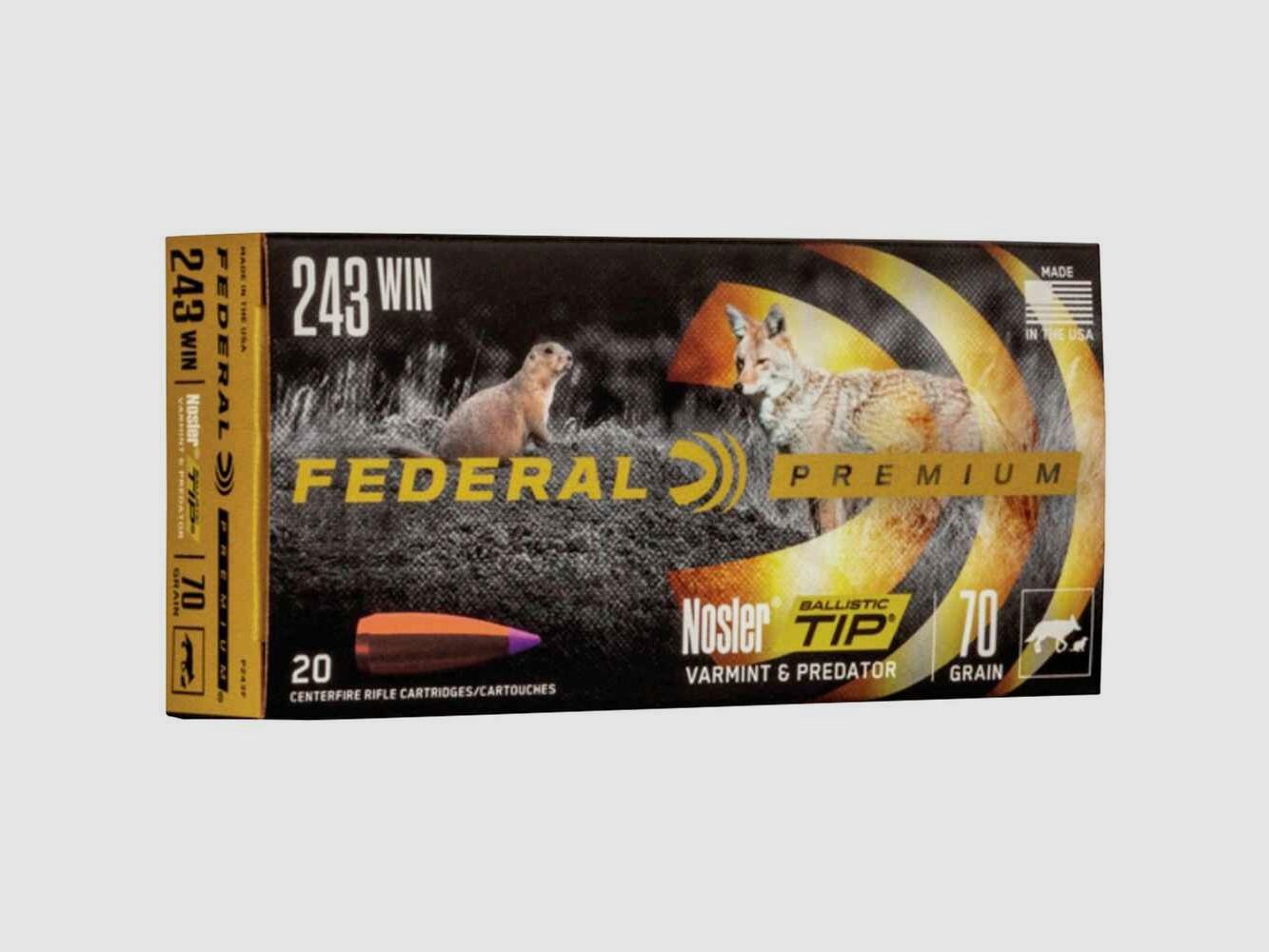 .243 Win. Premium Nosler Ballistic V-Shok 4,6g/70grs. Federal Ammunition