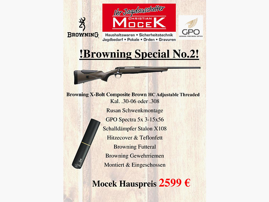 Browning X-Bolt Composito Marrone HC Regolabile Filettato, con GPO Specta 5x 3-15x56