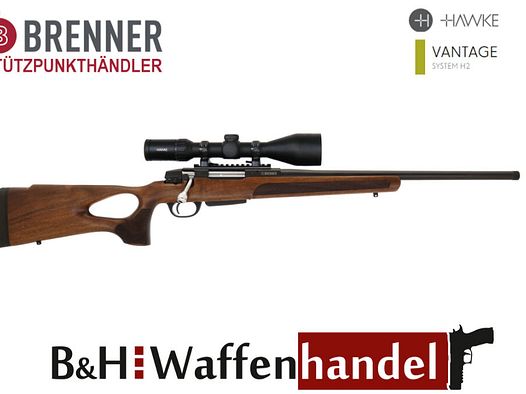 Brenner Komplettpaket:	 Brenner BR 20 Lochschaft mit Hawke Vantage 3-12x56