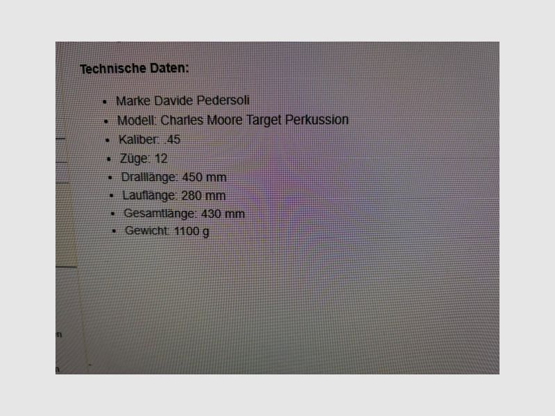 Percussion muzzleloader pistol Pedersoli Charles Moore Target caliber 45 (P18) from estate, image 6 of 6