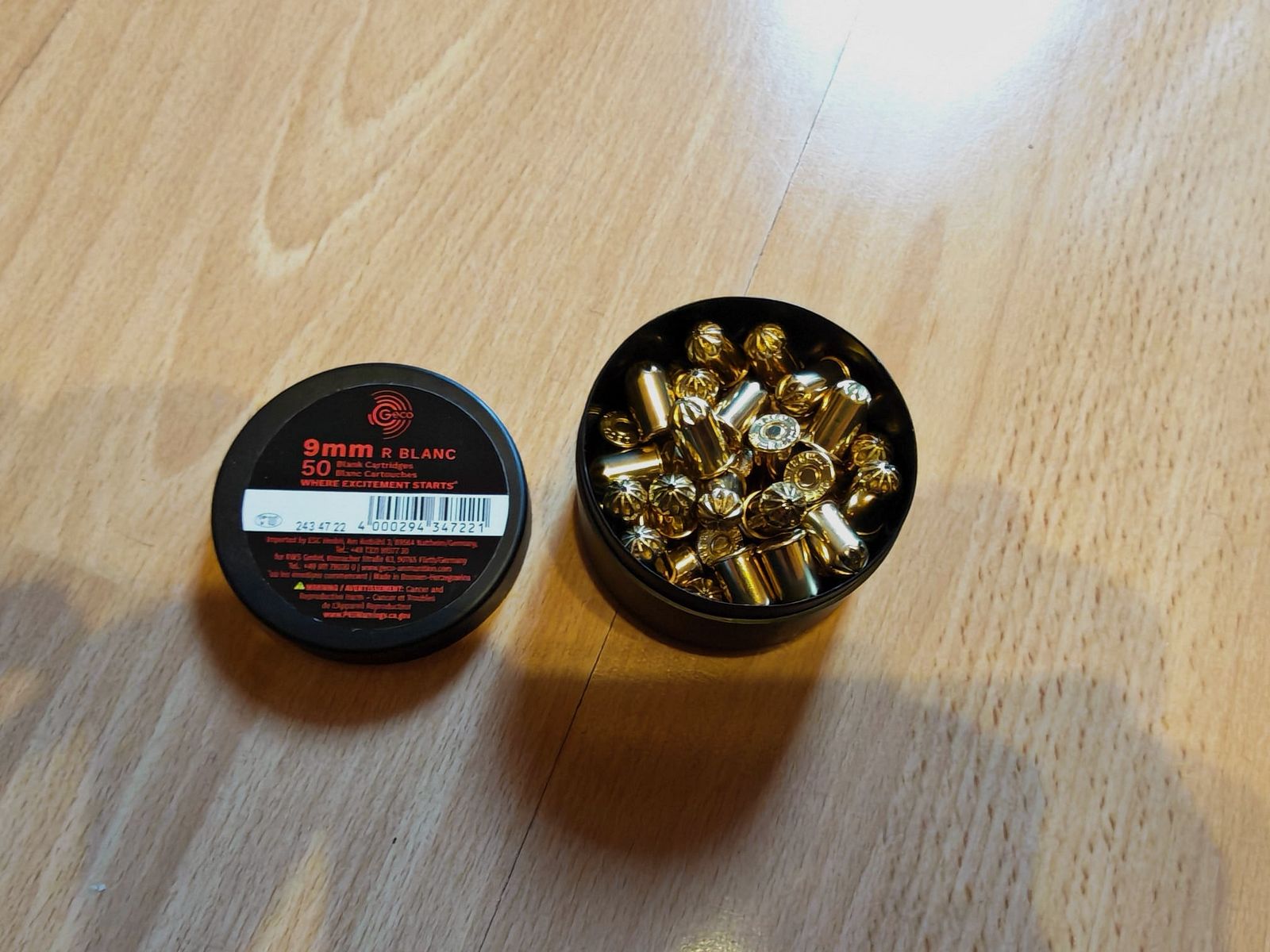 Geco 9 mm RK R.K. Revolver Knall Kartusche / Patrone | NC Pulver | insgesamt 12 x 50 Stück Dosen | NEU | Aktuell kaum zu bekommen!