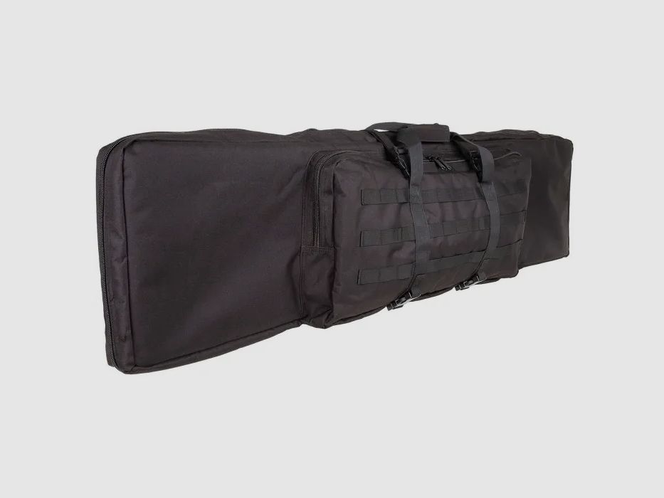 Bolsa de rifle para 2 armas largas de hasta 140 cm, negra, con separador y correas de mochila