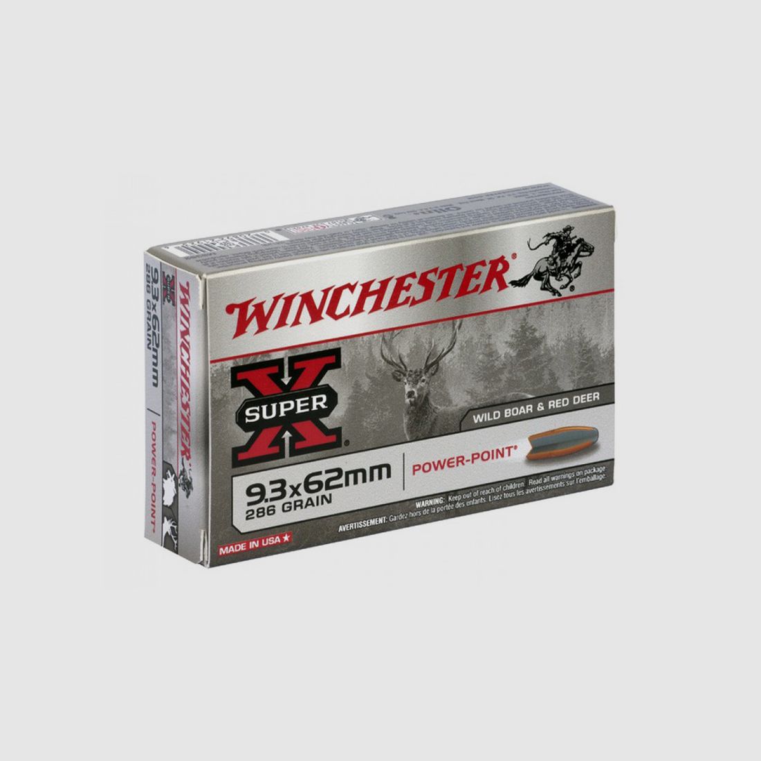 Winchester Super-X 9,3x62 286GR Power Point 20 cartouches