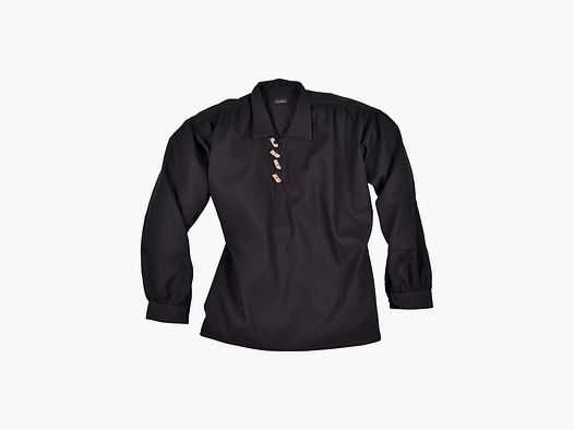 Middeleeuwse blouse met houten knopen, zwart