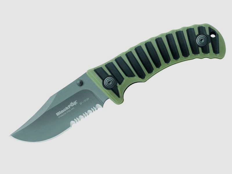 Cuchillo de bolsillo BlackFox 440A recubierto de titanio con funda de nylon