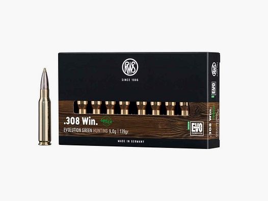 RWS 308 Win. Evolution Green 139 Gr. Deelmantel Loodvrij