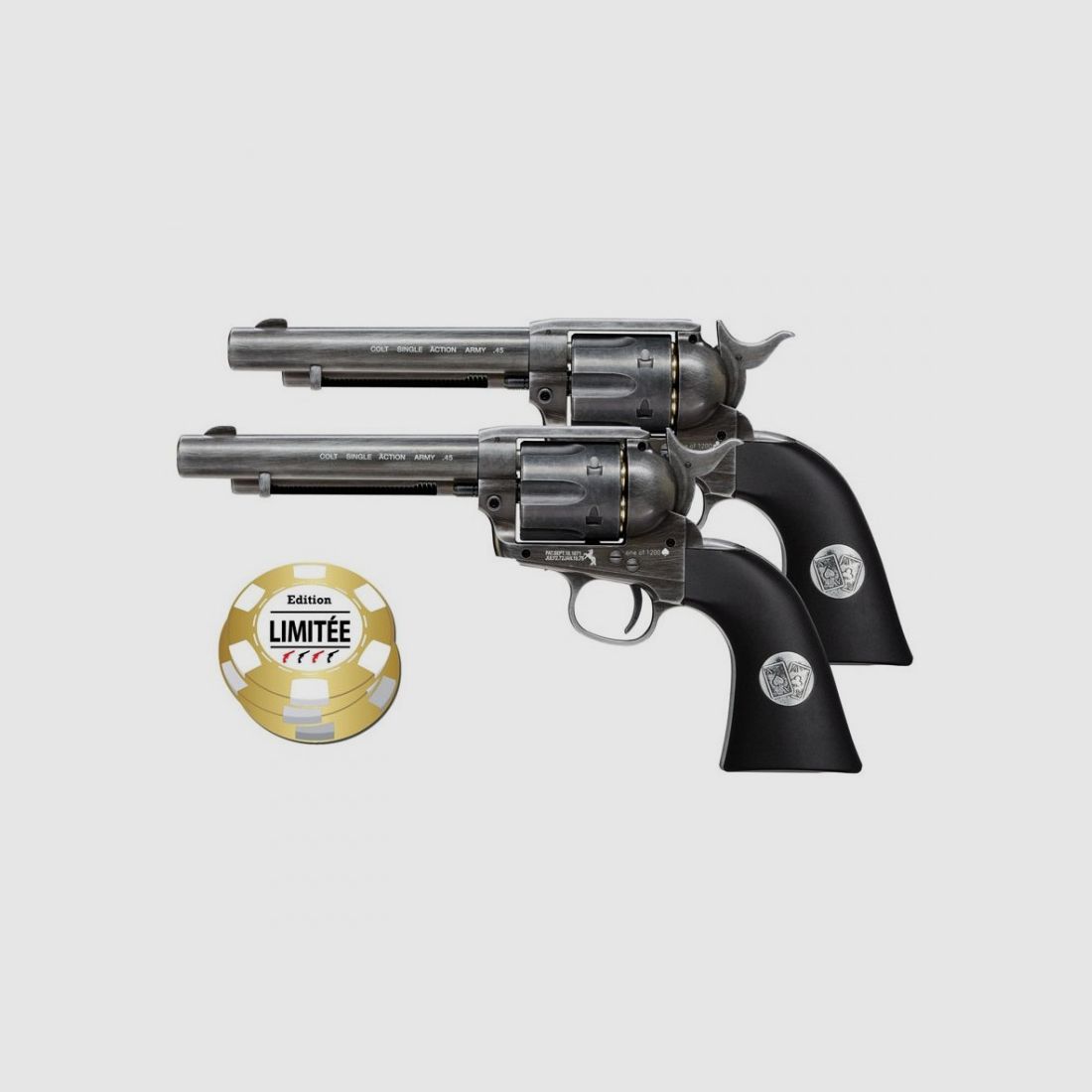 Set mit zwei Colt SAA Revolvern Double Aces BB/4,5MM 3J Limitierte Auflage