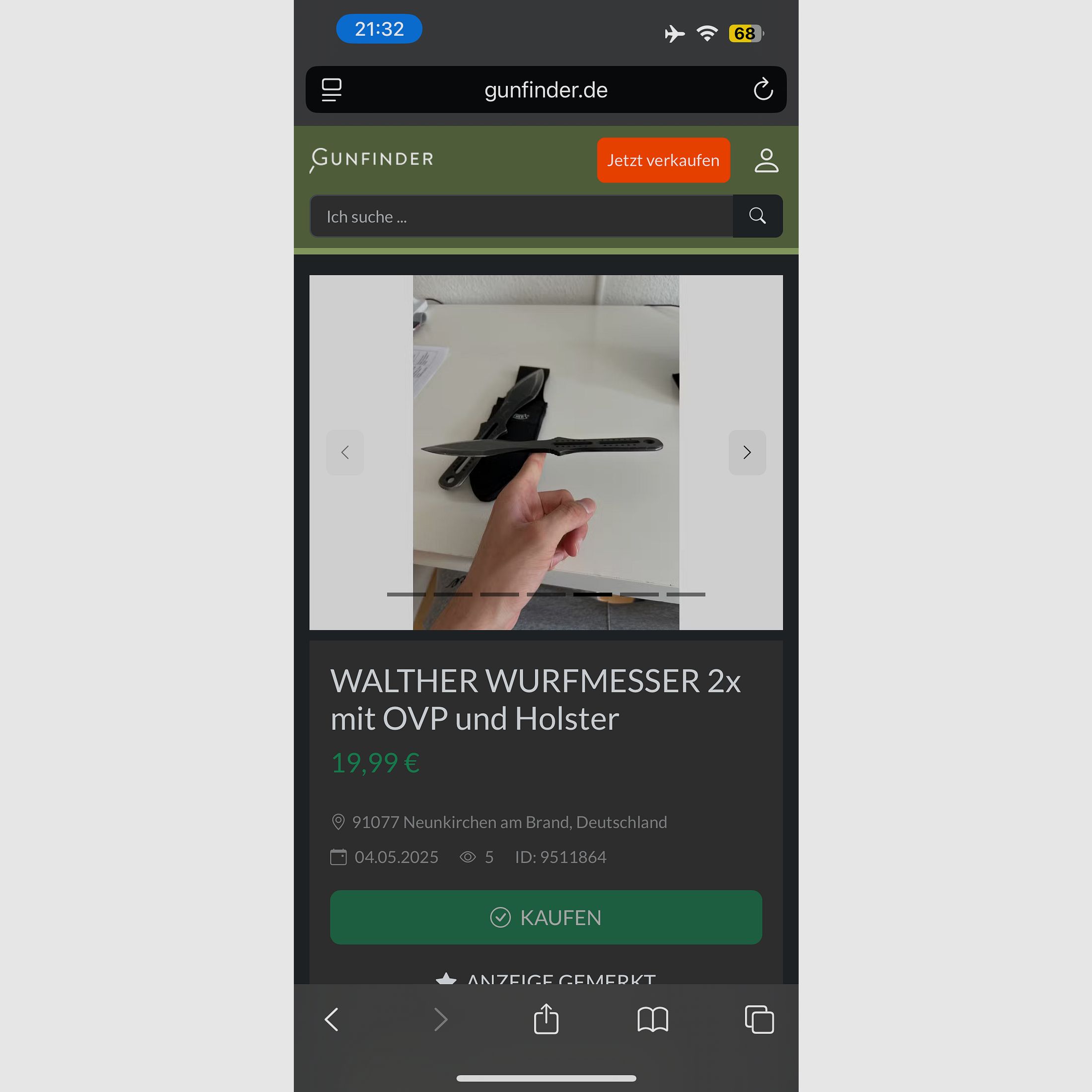 Wurfmesser WALTHER 2x mit Holster