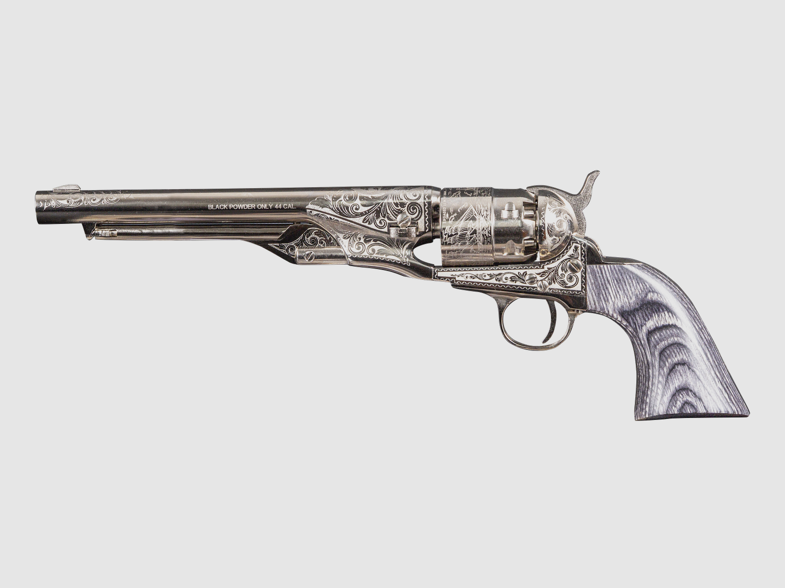 Pietta 1860 Army verchroomd gegraveerd revolver - Kal. 44, afbeelding 1 van 3