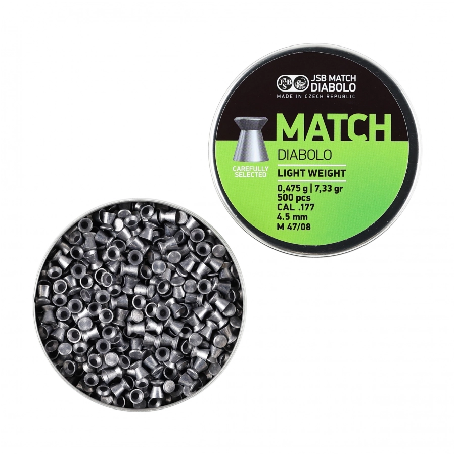 JSB Match Light Diabolo Pellets 4.50/ 500 0.475 g/7.33 g, image 2 of 4