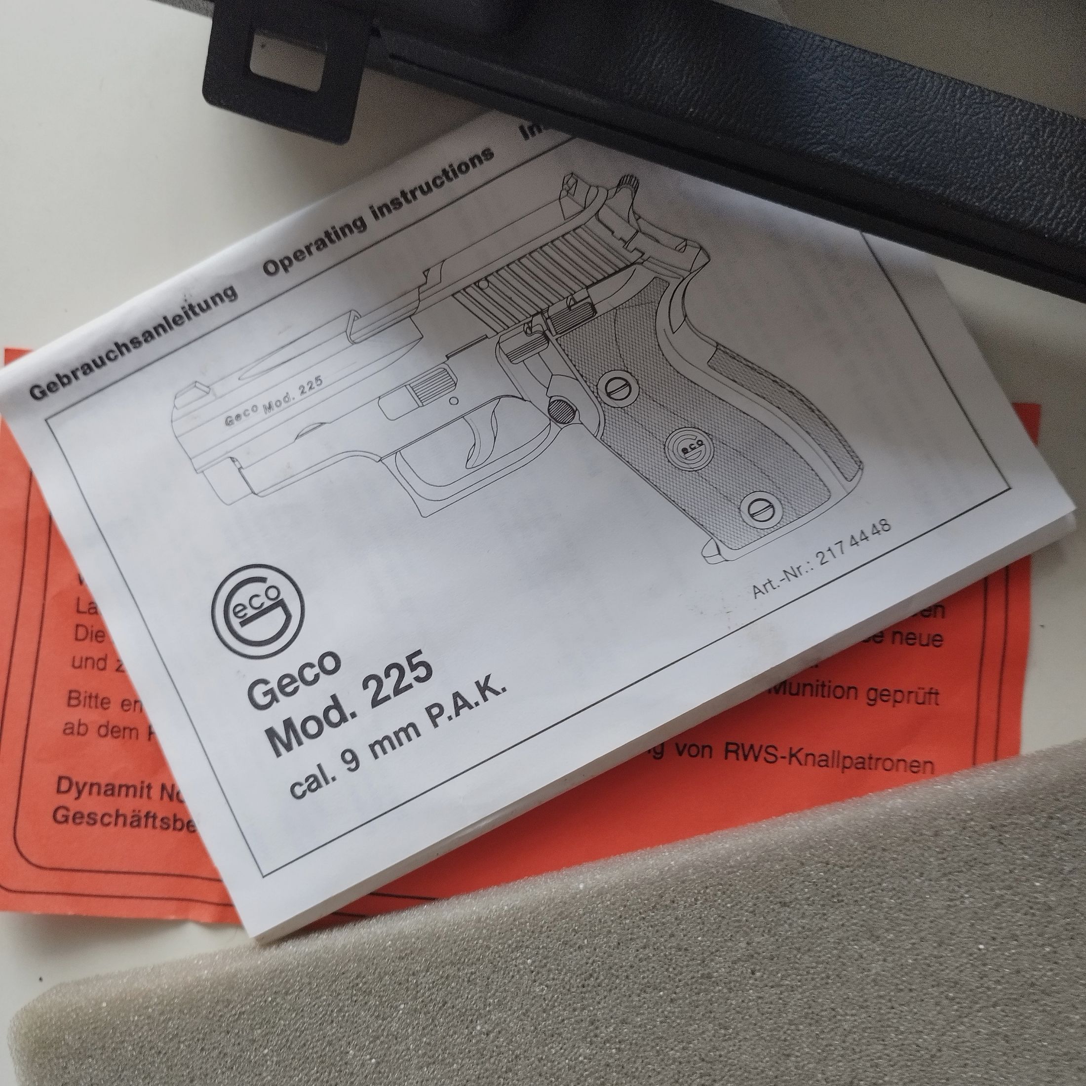 Geco Mod. 225 - 9mm P.A.K. - SRS pistol with box PTB
