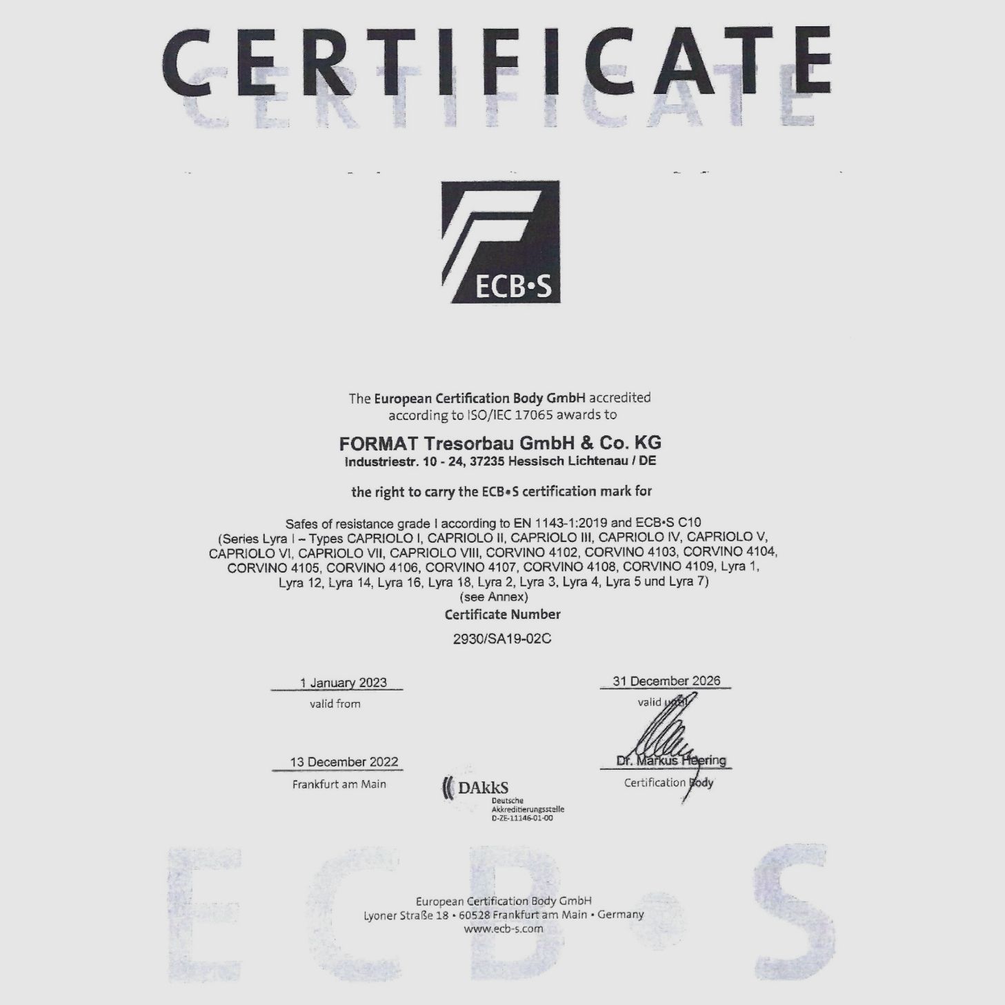 Sejf na broń Eisenbach Klasa 1 z zamkiem elektronicznym EN 1143-1